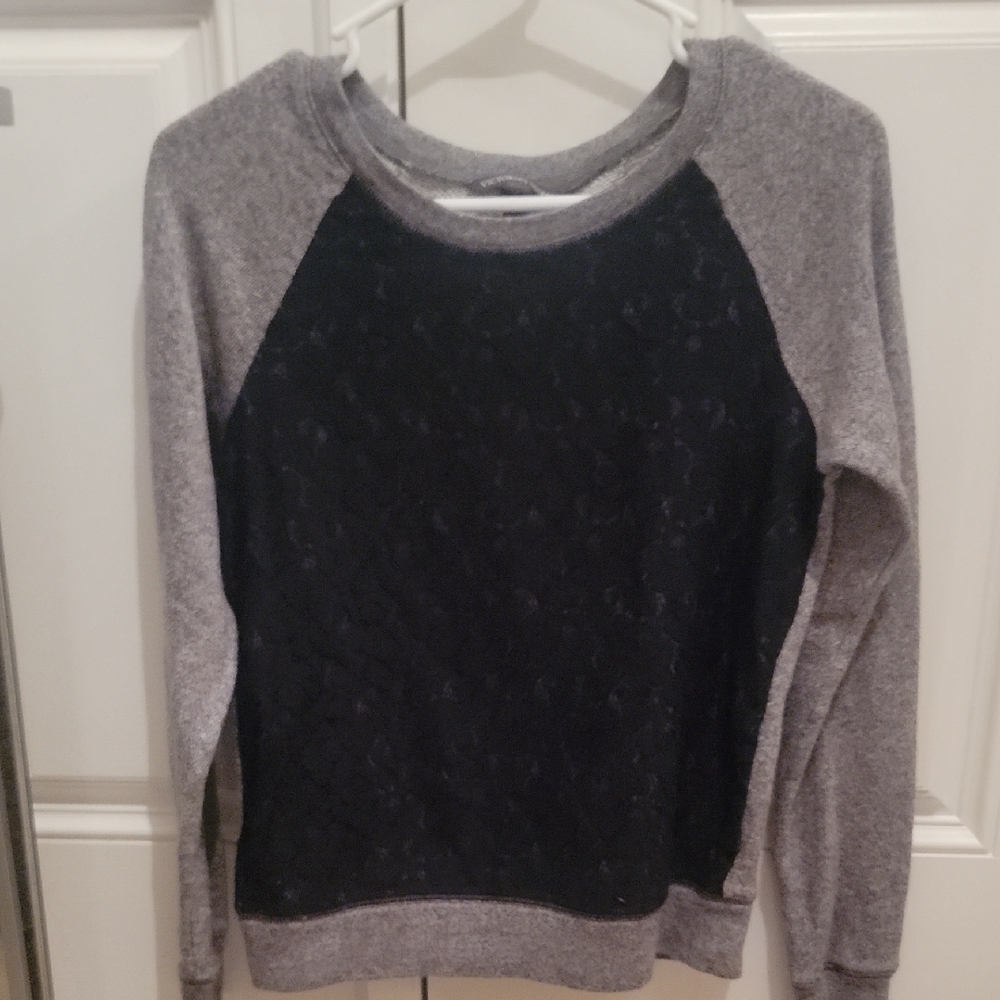 Victoria's Secret Gray and Black Crew Neck Sweatshirt. XS. Like New!